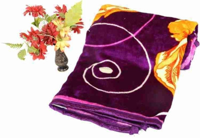 Convalexa Self Design Single Mink Blanket for  Heavy Winter(Microfiber, purpleFlower)