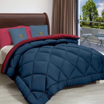 ADBENI HOME Geometric Single Comforter for  AC Room(Polyester, Maroon-Navy Blue)