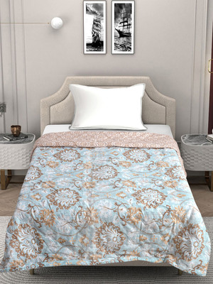 Fabinaliv Floral Single Comforter for  AC Room(Woollen Blend, Blue)
