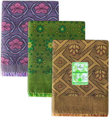 Feather Green Floral Single Top Sheet for  AC Room(Poly Cotton, Multicolor)