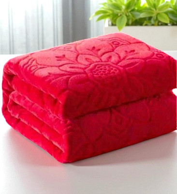 Changers Floral Double Mink Blanket for  Heavy Winter(Polyester, Red)