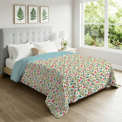 Urban Space Printed Single AC Blanket for  AC Room(Microfiber, White, Pink, Blue, Green)