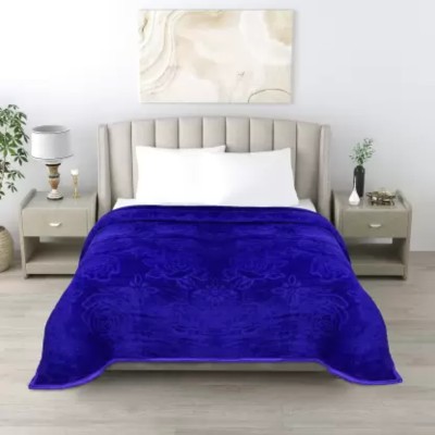 kirshinaENTERPRISES Floral Double AC Blanket for  Heavy Winter(Microfiber, Blue-01)