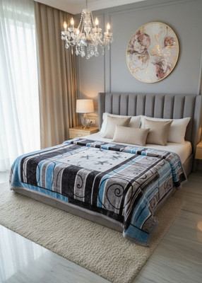 Signature Floral King Mink Blanket for  Heavy Winter(Polyester, Midnight Snowfall)