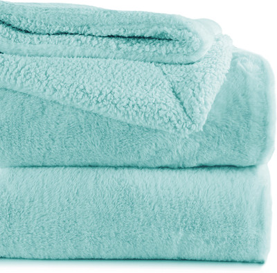 BSB HOME Solid Double Sherpa Blanket for  Heavy Winter(Polyester, Light Blue)