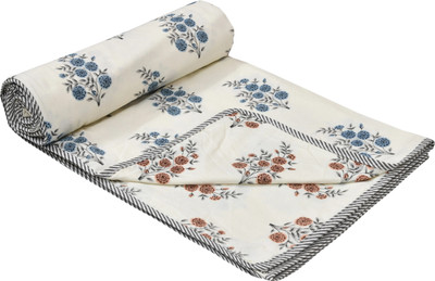 TUNDWAL'S Printed Single Dohar for  AC Room(Cotton, beige Flower)