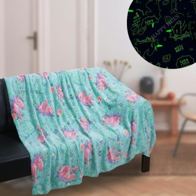 HAPPYHUES 3D Printed Single Throw for  AC Room(Microfiber, Green)