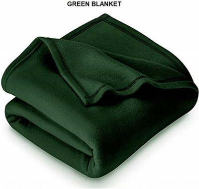 VORDVIGO Solid Single Fleece Blanket for  Mild Winter(Polyester, Green)