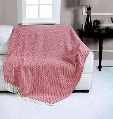 Fashion Throw Self Design Crib Throw for  AC Room(Cotton, Maroon Blocks)
