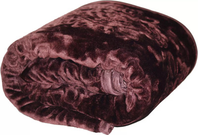 PHF Self Design Single Mink Blanket for  Heavy Winter(Woollen Blend, Brown)