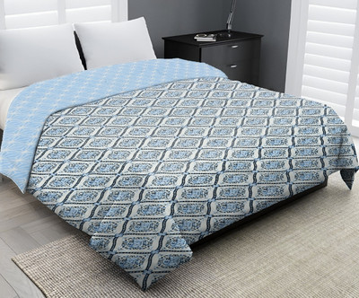 RRC Printed Double Comforter for  Mild Winter(Microfiber, Blue, White)