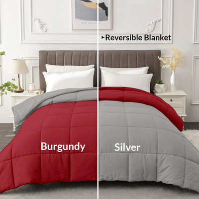 Razzai Solid Double Comforter for  Heavy Winter(Microfiber, Burgundy, Silver)