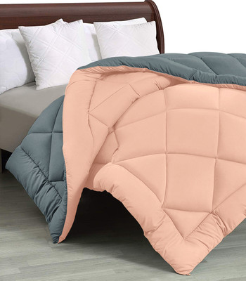 Cloth Fusion Solid Double Comforter for  AC Room(Microfiber, PEACH&GREY)