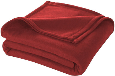 Cloth Fusion Solid Double Fleece Blanket for  Mild Winter(Polyester, Red)
