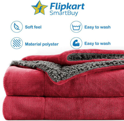 Flipkart SmartBuy Solid Double AC Blanket for  AC Room(Polyester, Red)
