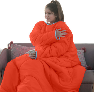 Divine Casa Printed Single Comforter for  Mild Winter(Microfiber, Orange)