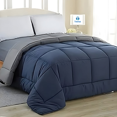 Texlux Solid Double Comforter for  AC Room(Polyester, Navy Blue Grey)