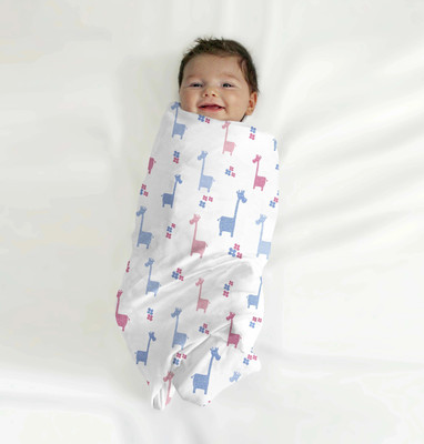 Tinylane Printed Single Swaddling Baby Blanket for  Mild Winter(Bamboo Cotton, White)