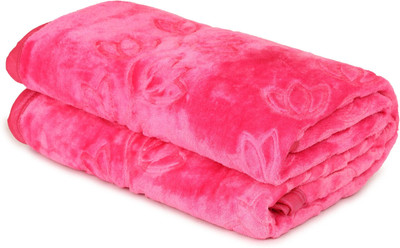 NK Handlooms Floral Double Mink Blanket for  Heavy Winter(Microfiber, Pink)