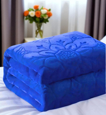 Swikon star Floral Double Mink Blanket for  Heavy Winter(Microfiber, Blue)
