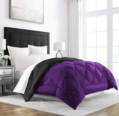 Texlux Geometric Double Comforter for  Heavy Winter(Polyester, Black : Purple)