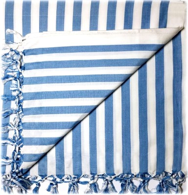 OKTIC Striped Single Top Sheet for  Mild Winter(Cotton, Blue and White)