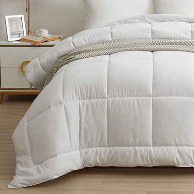 My Trident Solid Single Comforter for  AC Room(Polyester, White Frost)