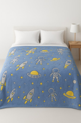 INNIE MINNIE CREATIONS 3D Printed, Printed Single AC Blanket for  Mild Winter(Fur, Blue)