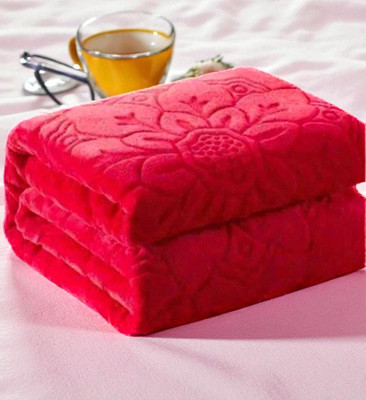 Changers Floral Double Mink Blanket for  Heavy Winter(Polyester, Red)
