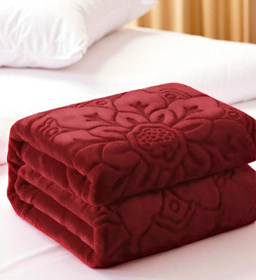 Swikon star Floral Double Mink Blanket for  Heavy Winter(Microfiber, Maroon)