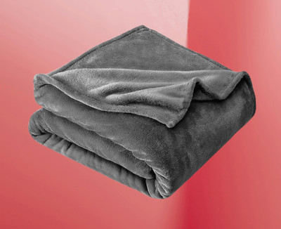 KIXTA Self Design Double AC Blanket for  AC Room(Microfiber, Grey)