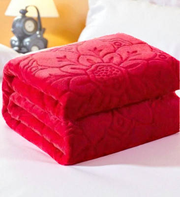 GKM Floral Double Mink Blanket for  Heavy Winter(Polyester, Red)