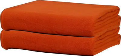 kirshinaENTERPRISES Solid Single AC Blanket for  Heavy Winter(Microfiber, Orange-Bhagwa)