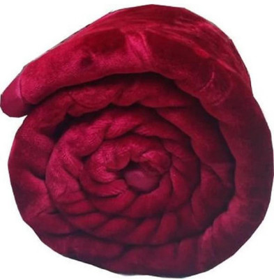 PHF Self Design Single Mink Blanket for  Heavy Winter(Woollen Blend, Maroon)