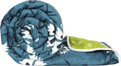 Divine Casa Printed Double Comforter for  Mild Winter(Microfiber, Greenery and Swedishe Blue)