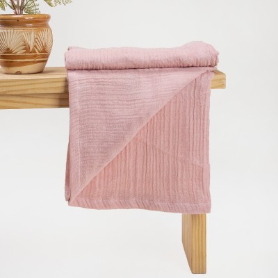 Khushi Handicraft Solid Single Throw for  Mild Winter(Cotton, Light Pink)