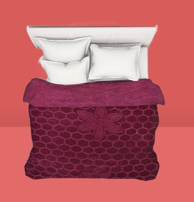 Shivam impex Solid Double Khes Blanket for  Heavy Winter(Microfiber, Burgundy)