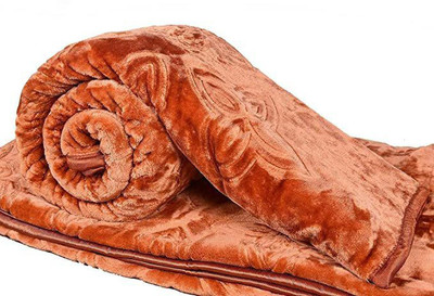 Convalexa Self Design Double Mink Blanket for  Heavy Winter(Fur, Gold)