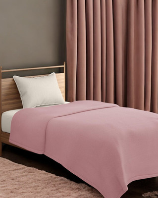 The Home Talk Solid Single Fleece Blanket for  AC Room(Polyester, Pink)