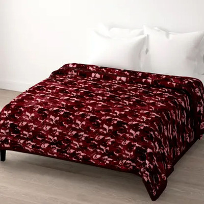 Kozaro Floral Double Mink Blanket for  Mild Winter(Microfiber, Maroon)