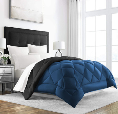 Texlux Geometric Double Comforter for  Heavy Winter(Polyester, Black : Royal Blue)