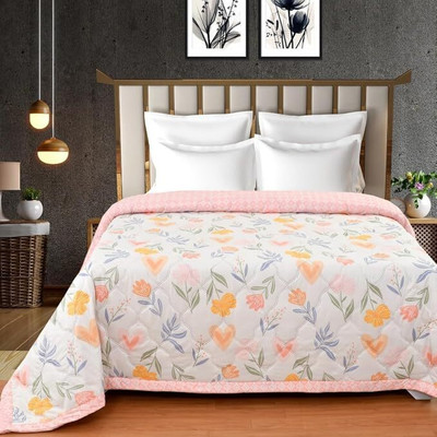 blankito Printed Single Comforter for  Mild Winter(Poly Cotton, Pink)