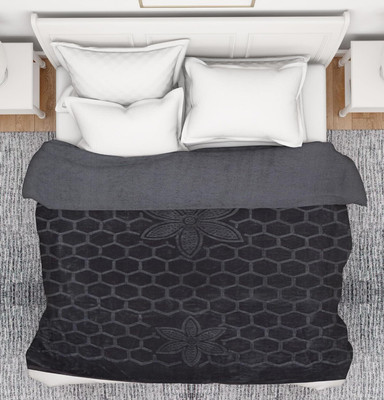 Shivam impex Self Design Double Woollen Blanket for  Heavy Winter(Microfiber, Grey)