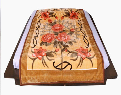 shree karni export Floral Single Mink Blanket for  Mild Winter(Cotton, Multicolor)