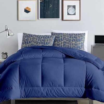 glaxy Solid Double Comforter for  AC Room(Microfiber, MEDIUM BLUE)