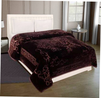 ACZO FEEL Floral Double Mink Blanket for  Heavy Winter(Microfiber, Brown)