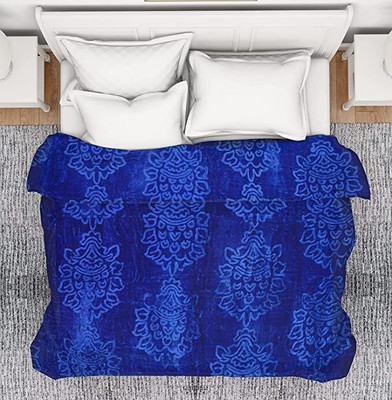 Rekha boutique Floral Single Mink Blanket for  Heavy Winter(Microfiber, ROYAL BLUE)