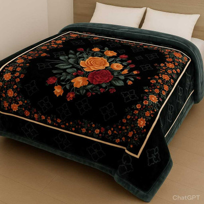 Comfowell Printed Double Weighted Blanket for  Heavy Winter(Microfiber, DARK BLACK)