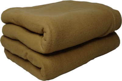 VORDVIGO Solid Single Fleece Blanket for  Mild Winter(Polyester, Beige)