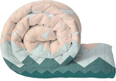 Relaxfeel Printed Single Quilt for  Heavy Winter(Poly Cotton, Peach & Sky Leaher)